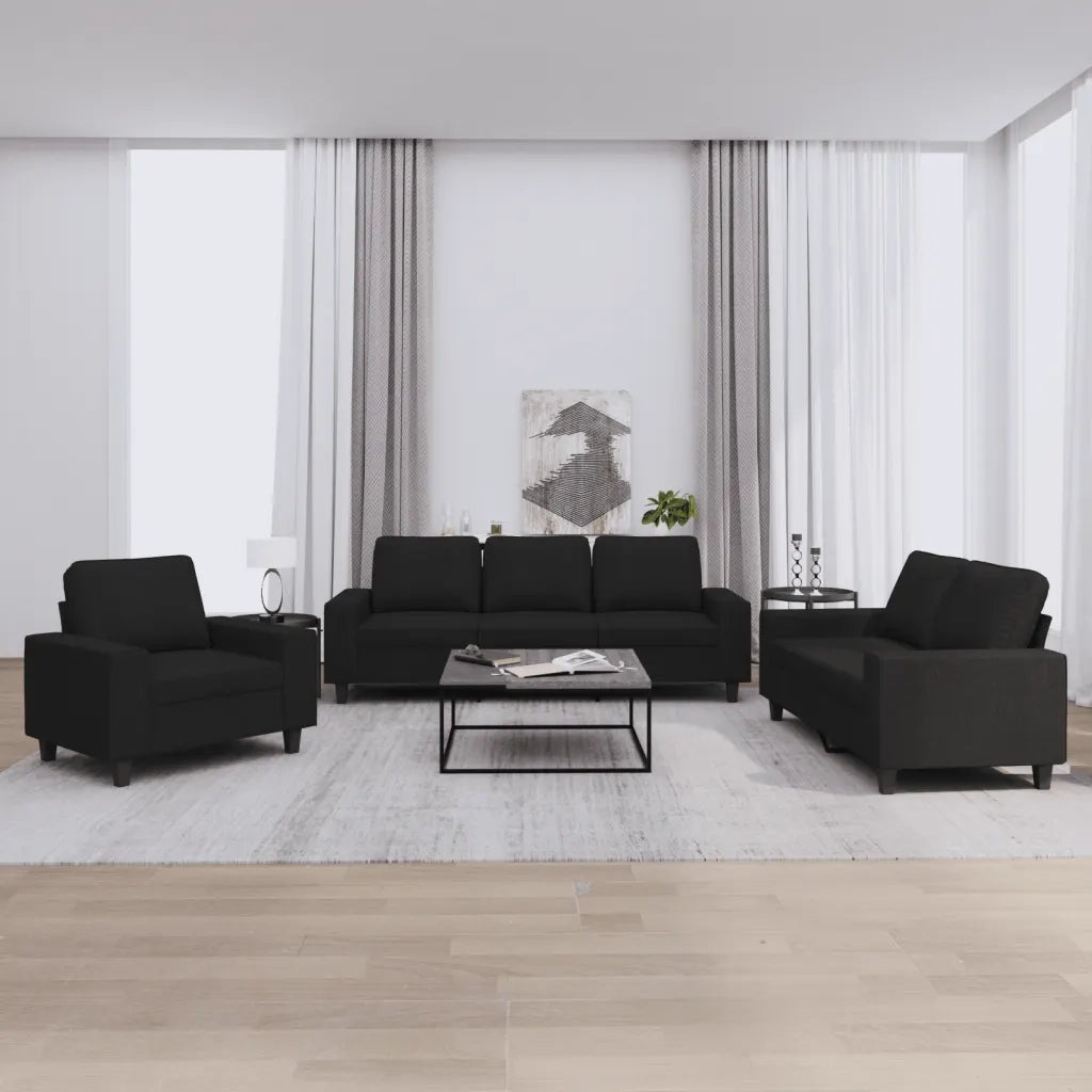 Set d Divani 3 pz Nero in Tessutocod mxl 131045