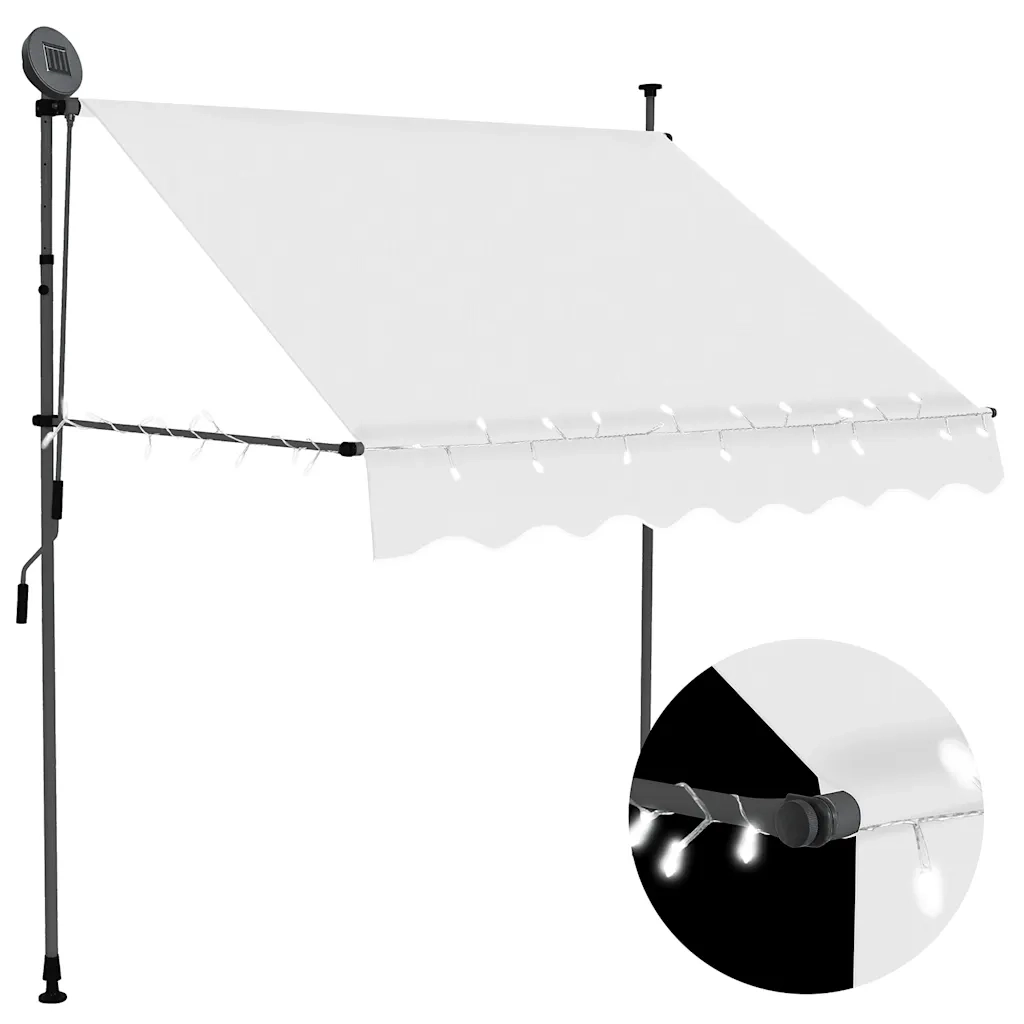 Tenda da Sole Retrattile Manuale con LED 200 cm Crema cod mxl 19739