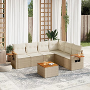 Set Divani da Giardino 7 pz con Cuscini Beige in Polyrattan 3259251