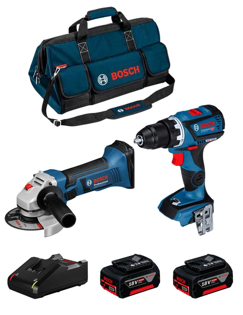 BOSCH Kit 18V BK208BAG (GSR 18V-60 C + GWS 18-125 V-LI + 2 x 4,0 Ah + GAL18V-40 + Borsa)