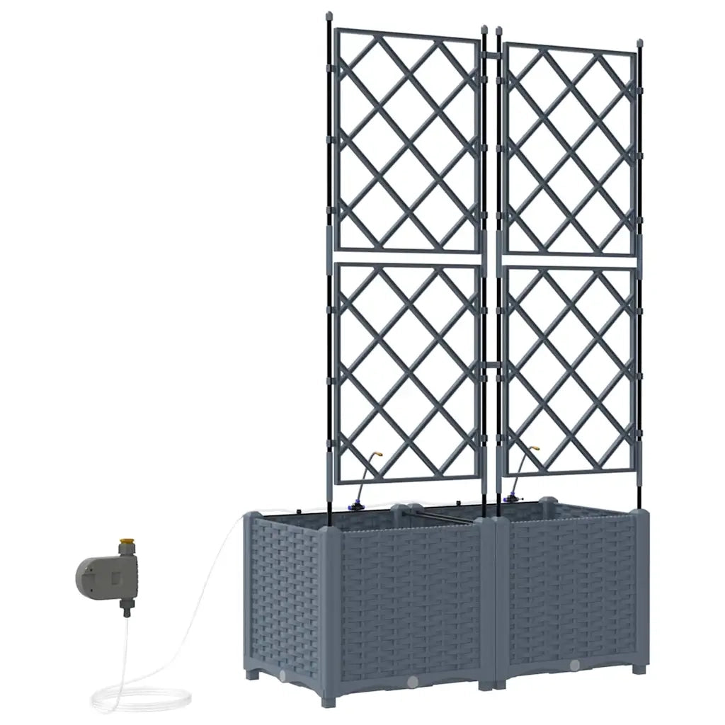 2 pz Fioriere | Cassetta per fiori | Vaso da giardino Grigio Chiaro 80 x 40 x 142 cm Plastica