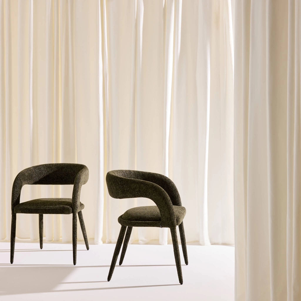 Set 2 poltrone contemporanee in tessuto, verde kaki