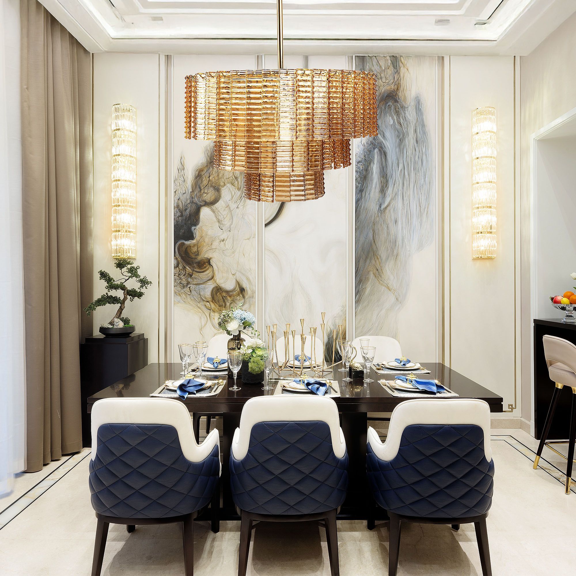 Lampadario A Sospensione Da Soffitto APP1677-8CP Marrone