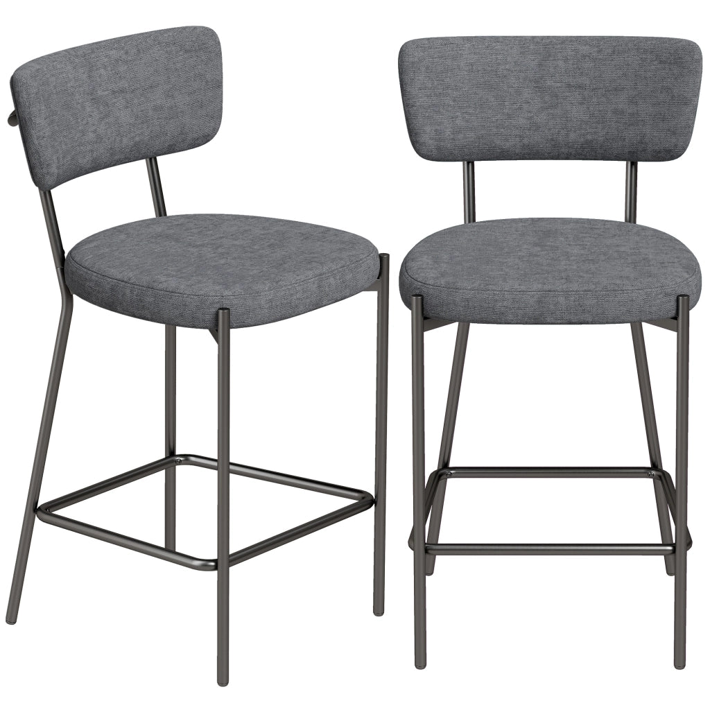 Sgabelli da bar imbottiti con schienale curvo ¨C zephmum ¨C Grigio, 2 Pezzi