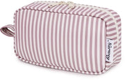 Borse di cosmetici leggere per viaggio Borse di toilete con chiusura a zip per donne e uomini (Dusty Rose Stripes, piccola)