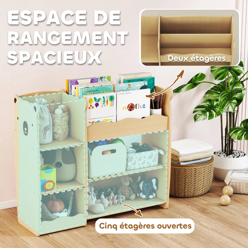 Scaffale per bambini 3 livelli ¨C zephmum ¨C naturale 92x29x79cm