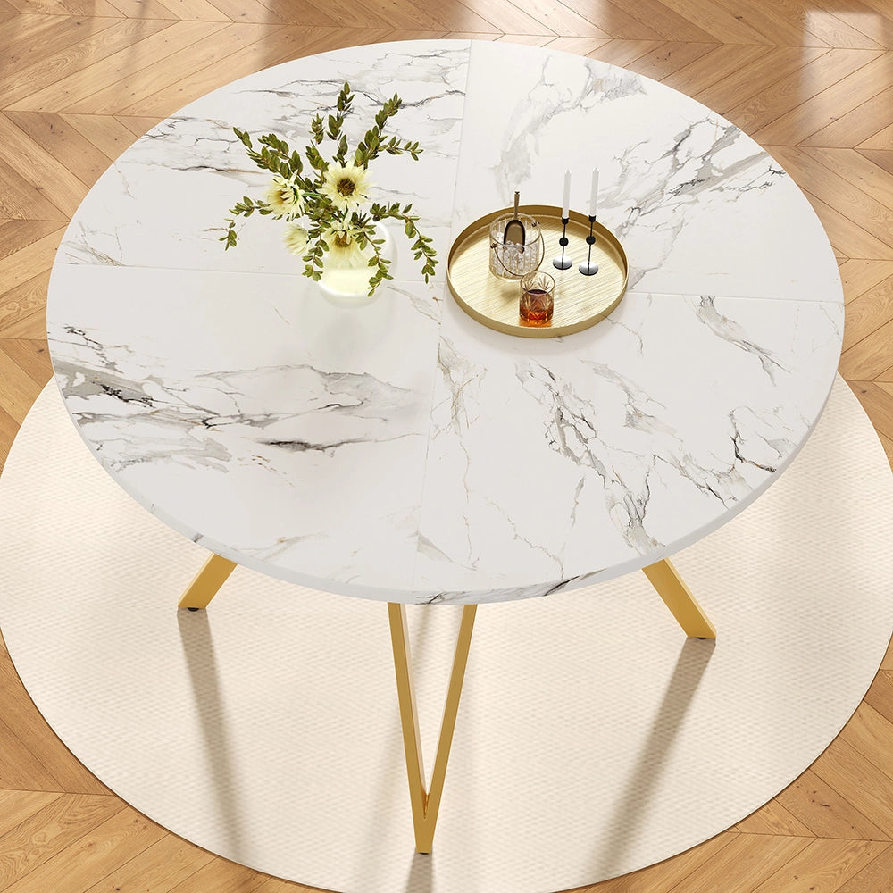 Set tavolo-Xylo-100cm rotondo 4 sedie grigio piano marmorizzato