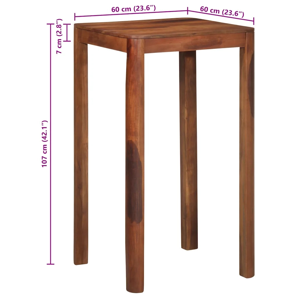 Tavolo da Bar 60x60x107 cm in Legno Massello di Acacia 4102370