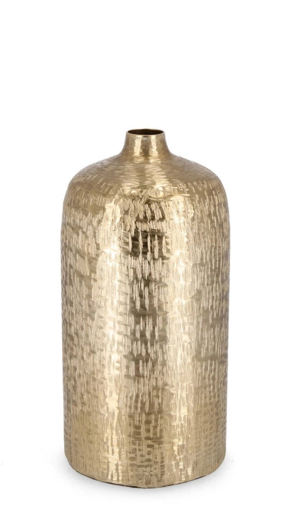 Bottiglia Decorativa Ø18,5x38 cm in Metallo Lathe Oro