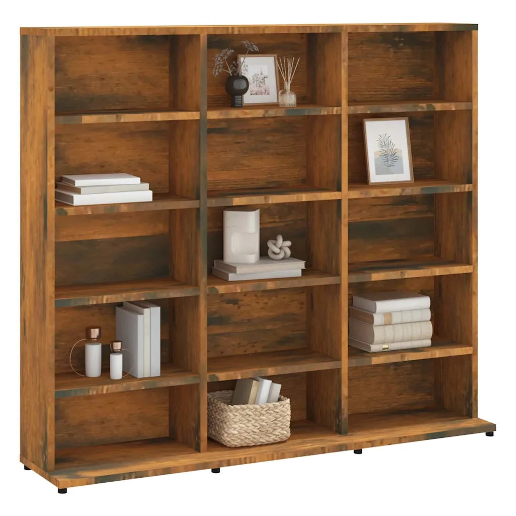 Mobile Porta CD Rovere Fumo 100x23x89,5 cm in Legno Multistrato 815483