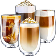 Set di tazze da caffè in vetro - Set da 4, 350ml