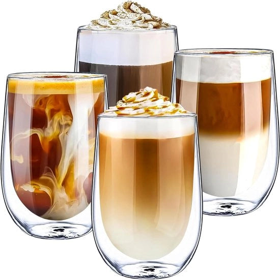 Set di tazze da caffè in vetro - Set da 4, 350ml
