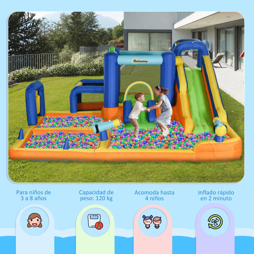 Castello gonfiabile per bambini con scivolo e parete arrampicata ¨C Zephmum ¨C 430x420x200cm multicolore