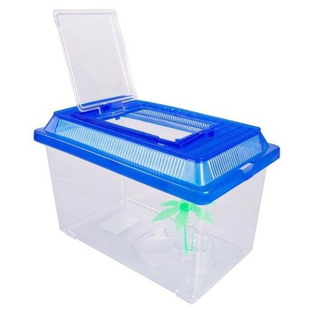 Trade Shop - Acquario Vaschetta Pesci Tartarughe Coperchio Maniglia Presa Aria 18x11x12 Cm -
