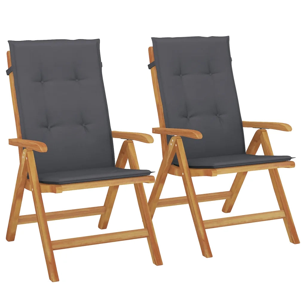 Sedie da Giardino Reclinabili con Cuscini 2 pz in Legno di Teakcod mxl 125006