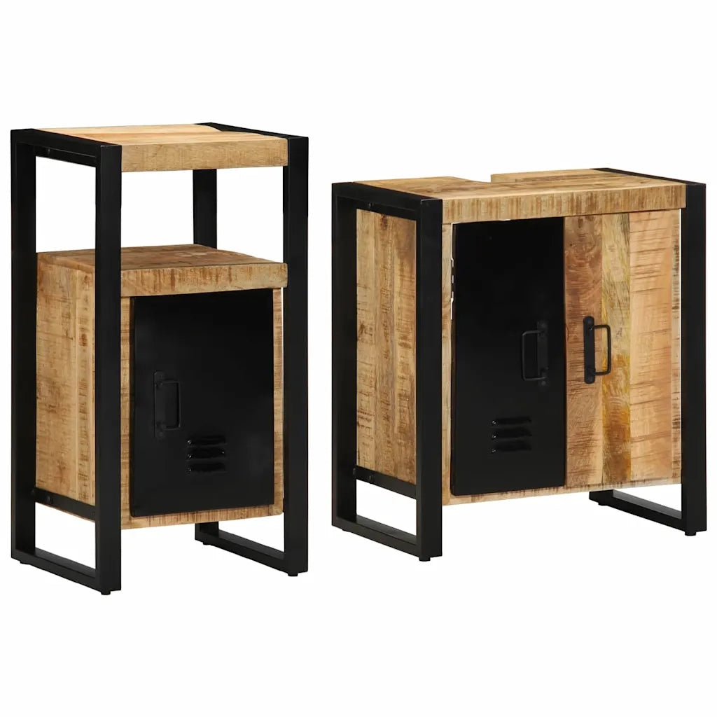 vidaXL Set di mobili per il bagno 2 pcs Legno di mango solido e grezzo