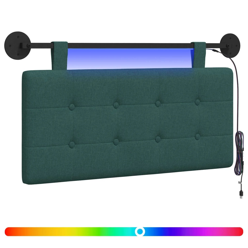 Testiera sospesa Con luce LED Verde Scuro Tessuto