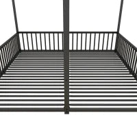 Letto per Bambini 4+ Anni Matrimoniale 90x200 cm, con Ringhiera di Sicurezza, Senza Materasso, Nero