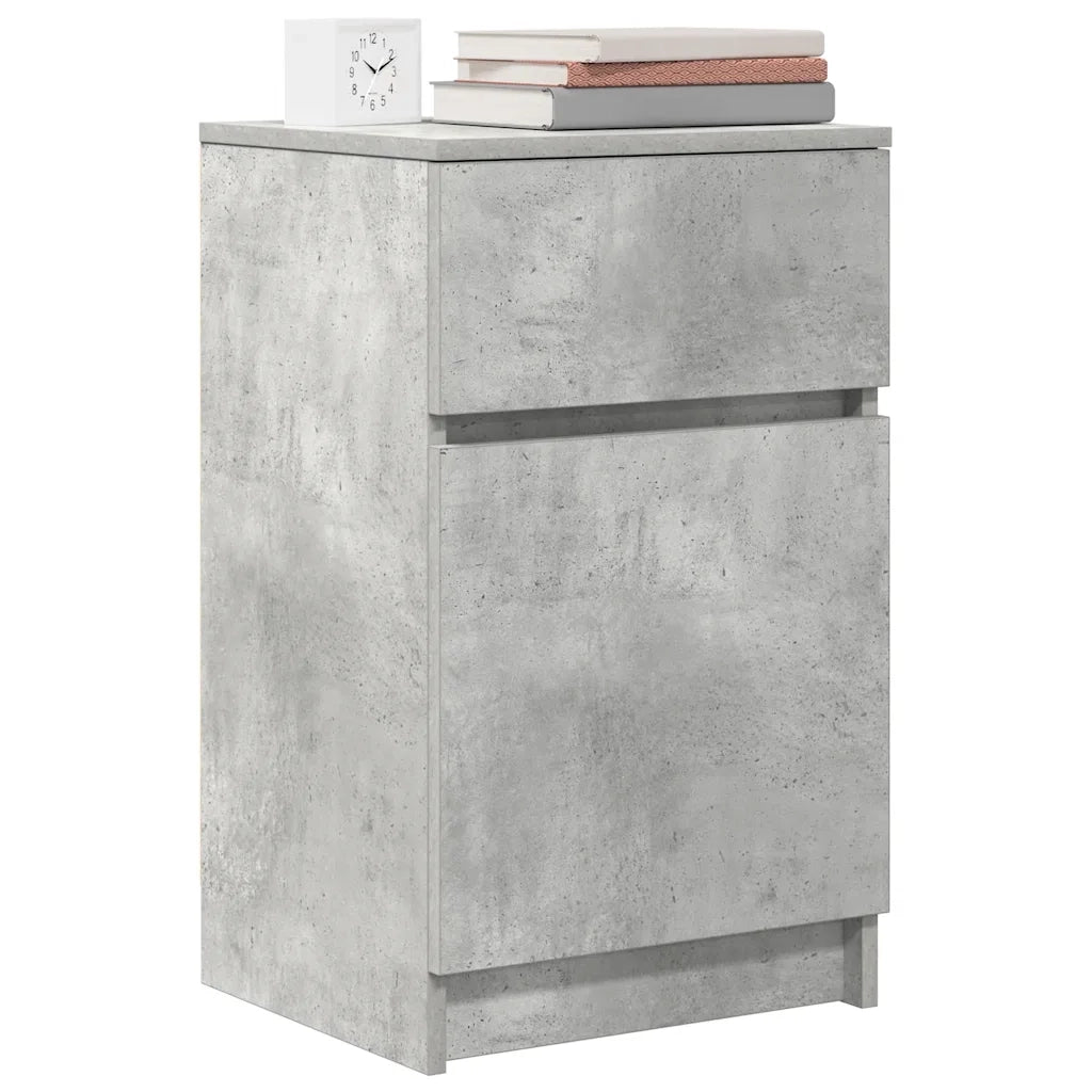 Comodino Grigio Cemento 39x35x65 cm in Legno Multistrato 861325