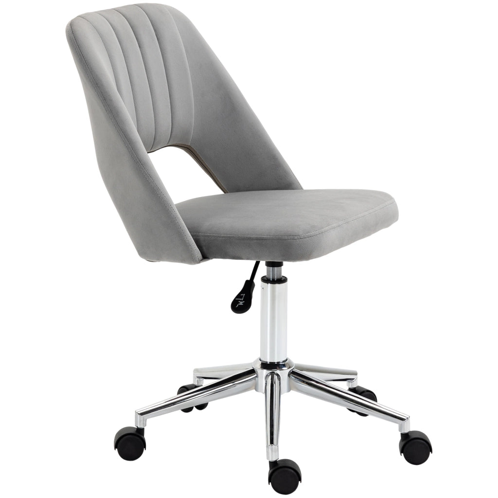 Sedia da ufficio regolabile in altezza con rotelle, 360¡ã girevole, schienale a conchiglia, imbottita in schiuma, grigio ¨C zephmum ¨C 49x60x79-91 cm