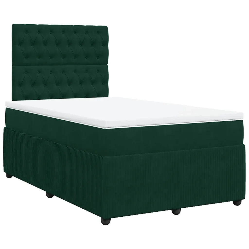 Giroletto a Molle con Materasso Verde Scuro 120x200 cm Velluto