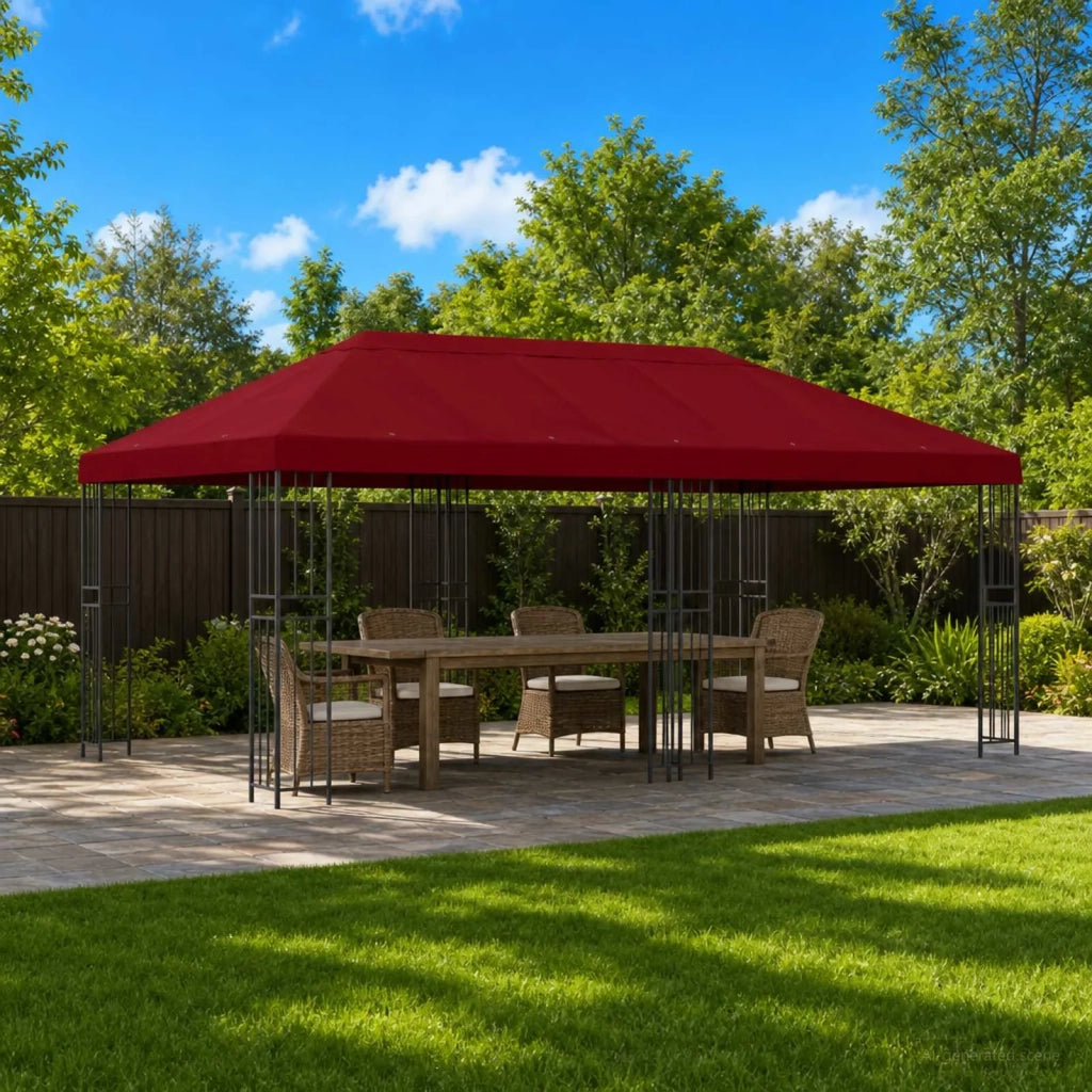 Gazebo | Pergolato con pareti laterali 6 x 3 m Borgogna