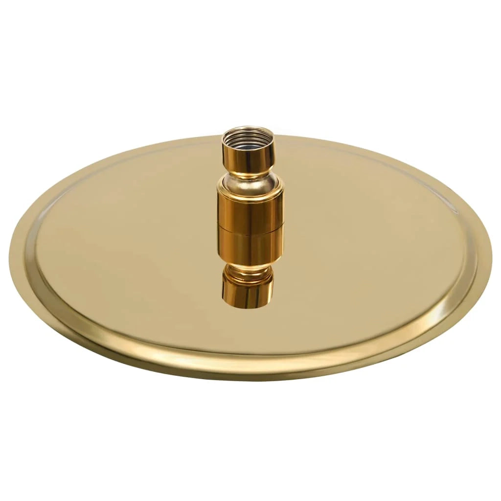 Soffione doccia a pioggia soffione doccia a spruzzo doccetta accessorio da bagno acciaio inox rotondo 20 cm oro 02_0002085