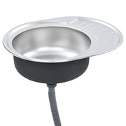 Lavello da Cucina-Lavandino-Lavabo con Filtro e Sifone Ovale in Acciaio Inox