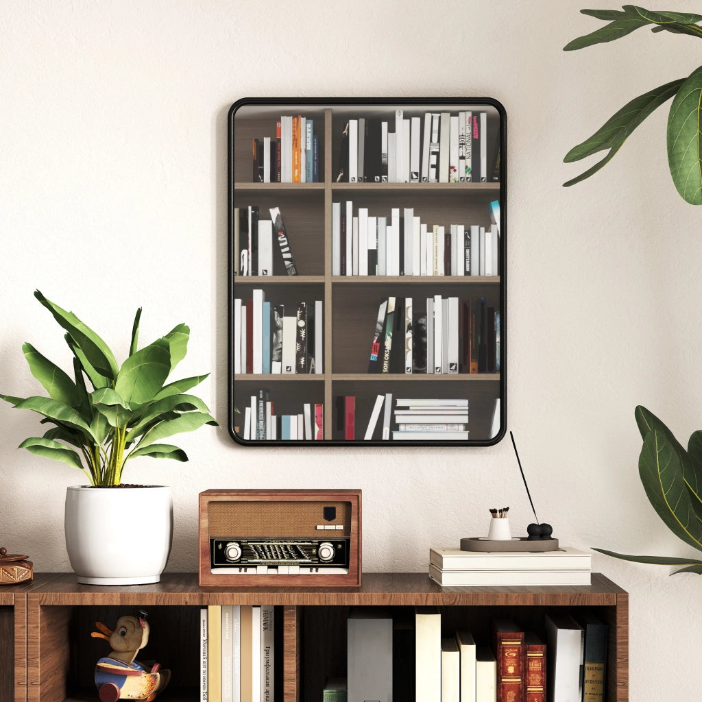 Specchio da parete rettangolare con cornice in metallo ¨C zephmum ¨C nero 50x40 cm