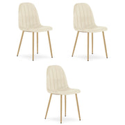Set di 3 sedie Padva in velluto beige con gambe effetto rovere
