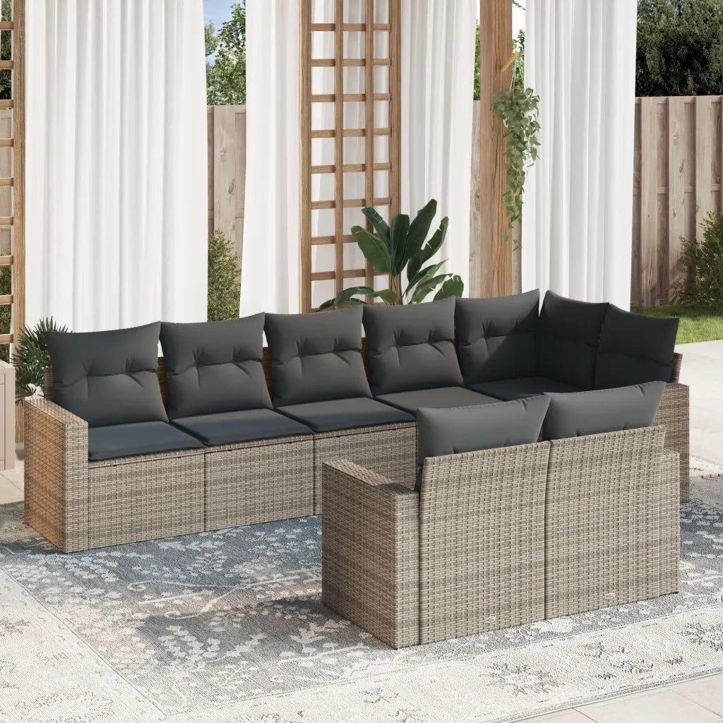vidaXL Set Divano da Giardino 8 pz con Cuscini Grigio in Polyrattan