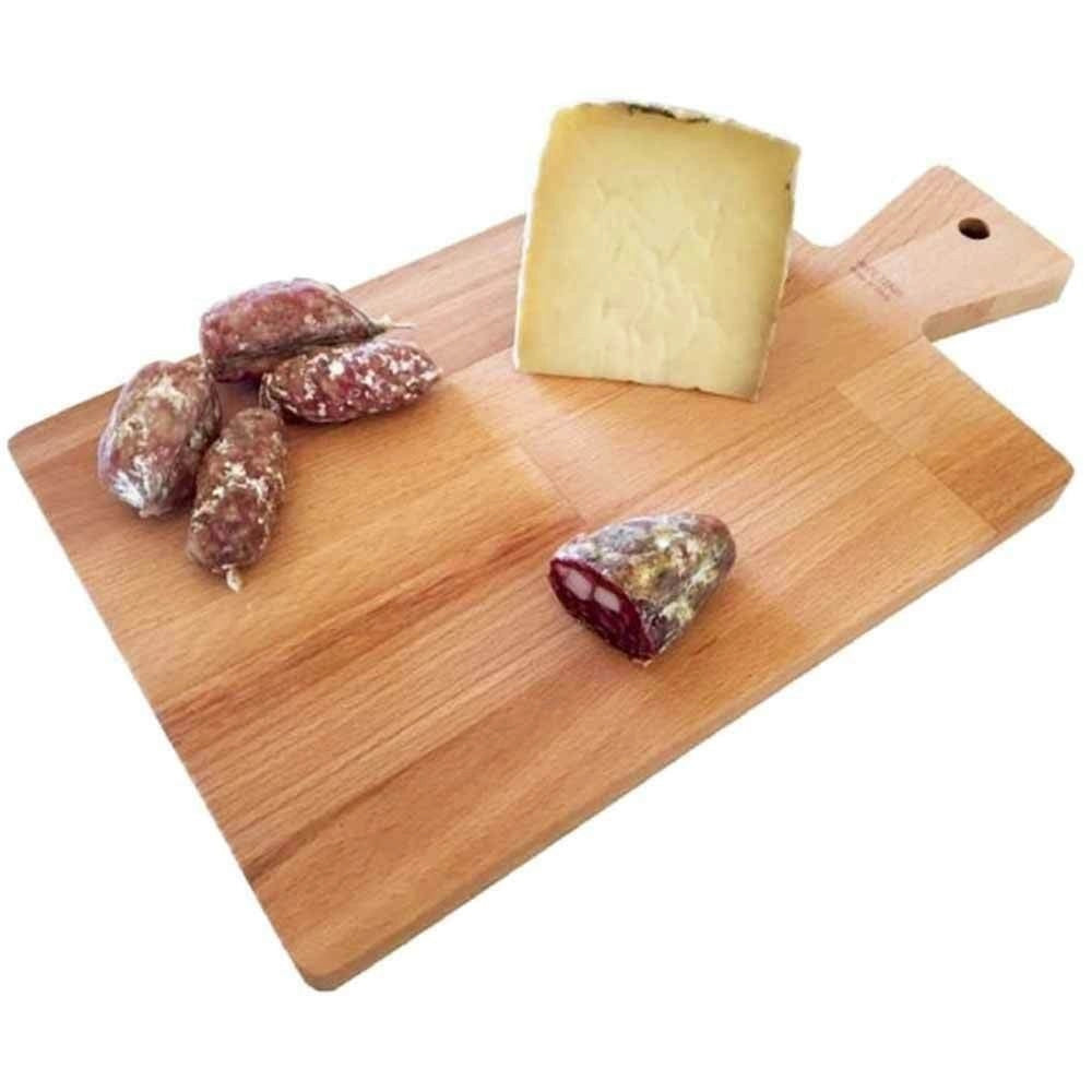 Trade Shop - Tagliere Vassoio Piano Di Lavoro In Legno Di Faggio Con Manico 41x23cm Cucina -