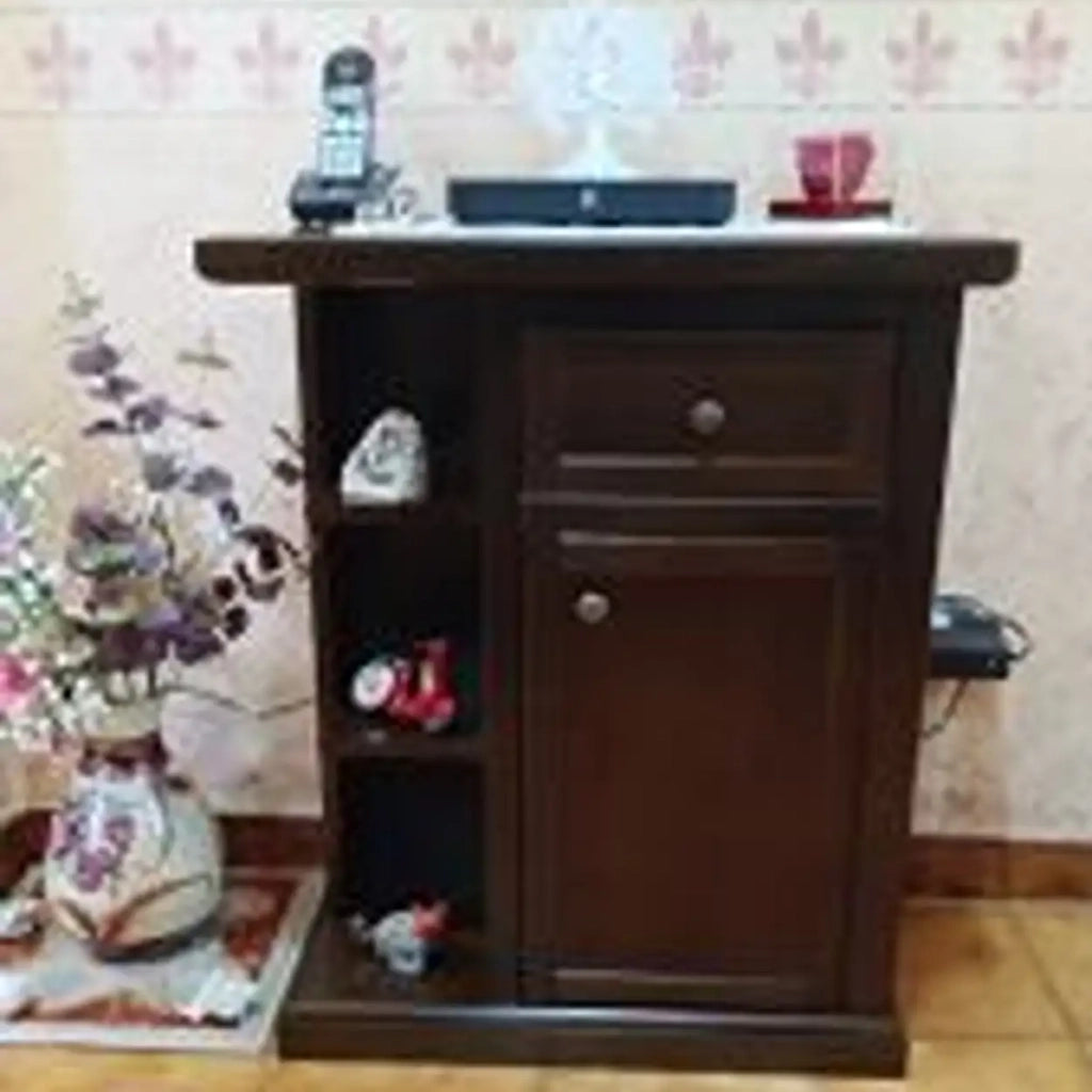 Mobiletto entratina in legno noce scuro arte povera