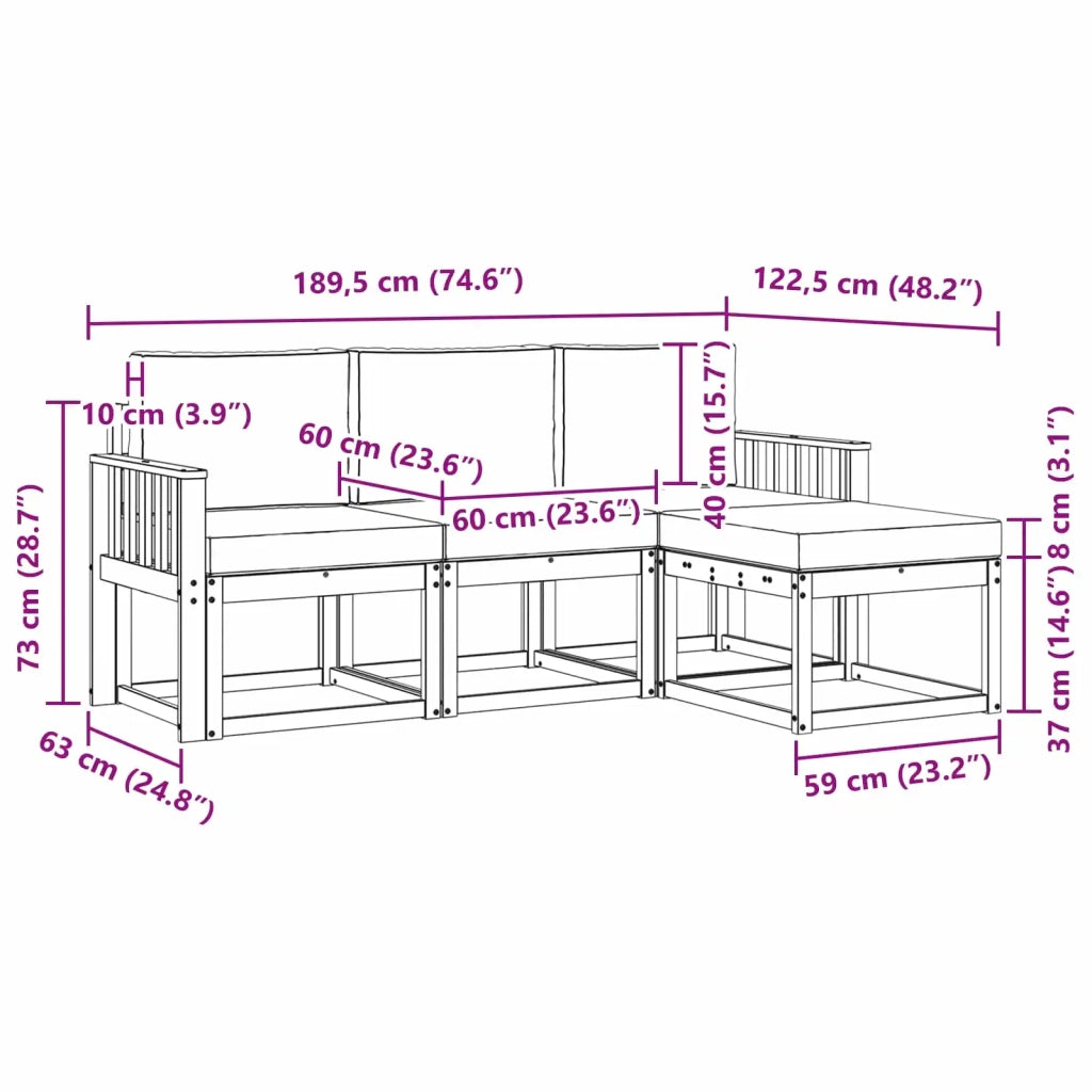 Set di divani da esterno 4 pz 3387451