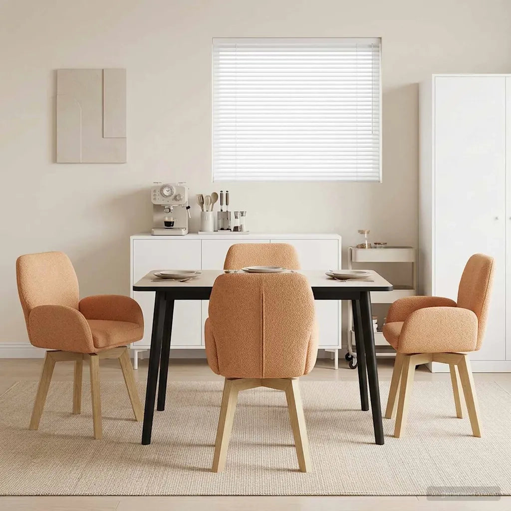 Sedie da pranzo girevoli 4 pz Bouclé Beige 54 x 58 x 87 cm 3428288