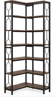 Cassa da Libri a Lato 7 Livelli - Industriale - Materiale Hout e Metallo - Colore Misto Marrone/Nero