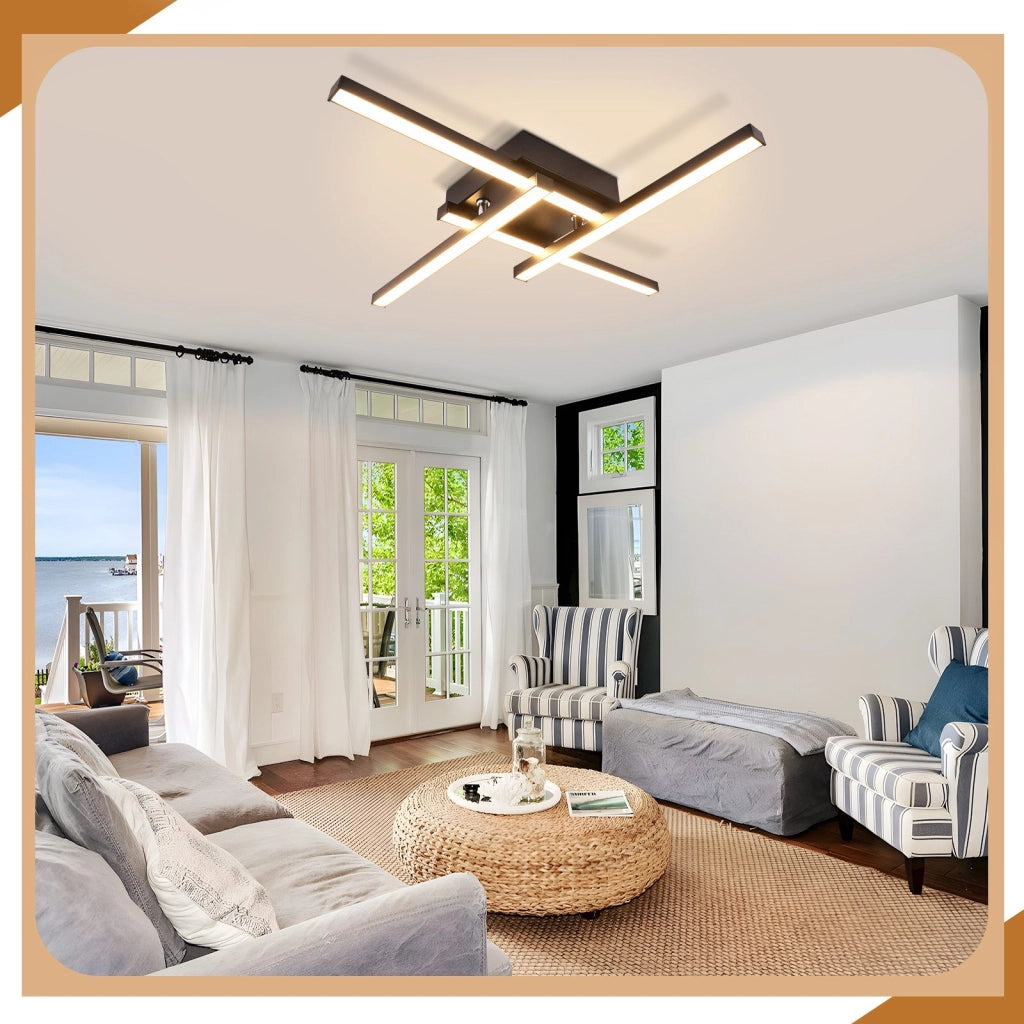ZMH Lampada da soffitto LED soggiorno nero 24W moderna 3000k Lampada da soffitto cucina sala da pranzo