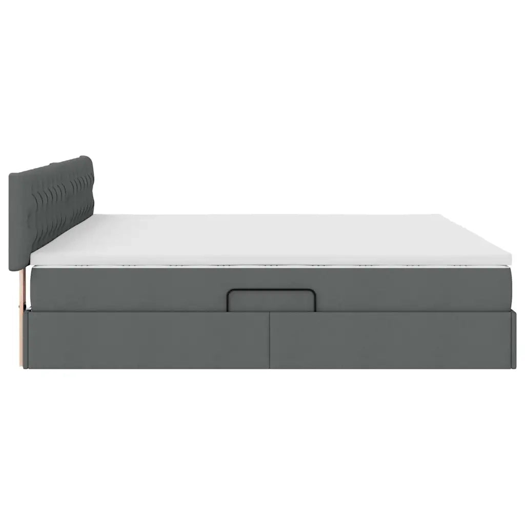 Letto con contenitore e LED Grigio scuro 200 x 200 cm Tessuto 3371230