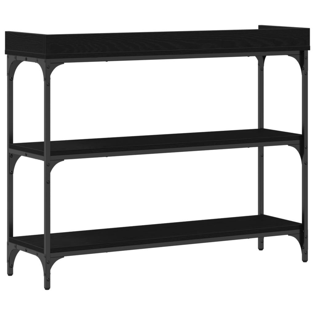 Tavolino Consolle Nero Rovere 100x30x80 cm Legno Ingenerizzato e Acciaio