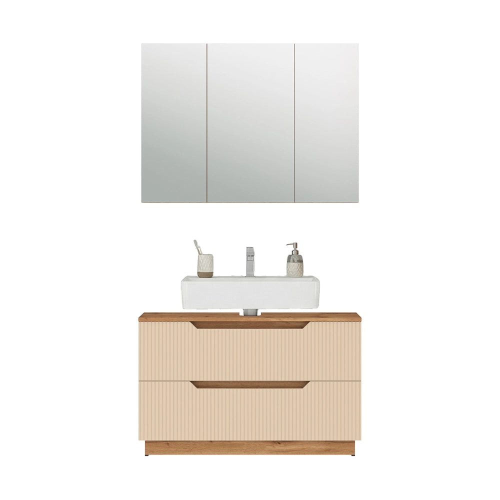 Vicco Set di mobili da bagno Rovere/cashmere a righe 2 parti