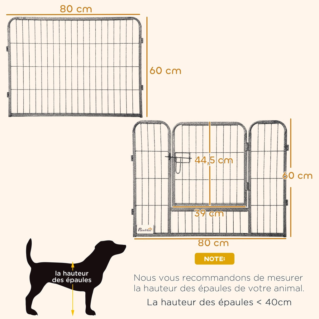 Recinto per cani ¨C zephmum ¨C Grigio 80x60