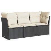 Set Divani da Giardino 3 pz | Set Salotto da Giardino con Cuscini in Polyrattan Nero
