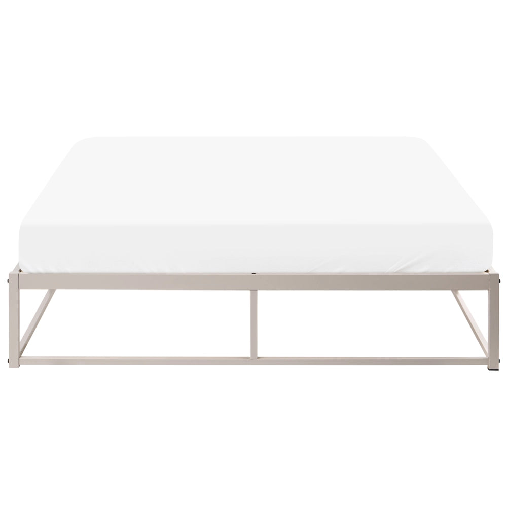 Letto matrimoniale  con struttura in metallo, a doghe doppie integrate, senza testiera 140 x 200 cm beige chiaro stile moderno industriale