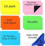 Magnetizzatori descritti per frigorifero – 12 pezzi – 15 x 10 cm Etichette magnetiche a tabellone Whiteboard magnetizzatori a strisce – Piccoli pannelli magnetici per l'etichettatura in casa, in ufficio, Kanban e a scuola