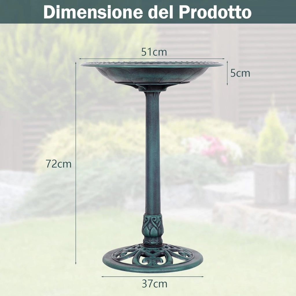 Mangiatoia per Uccelli, Vasca per Uccelli Autoportante da Esterno con Supporto, Stazione di Alimentazione per Uccelli per Balcone Giardino Cortile Patio (Verde)
