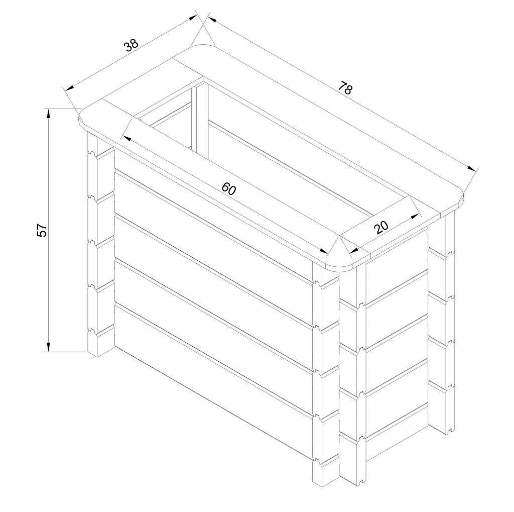L?aiuola di giardino sopraelevata in legno - 78x38x57 cm - Timbela M612