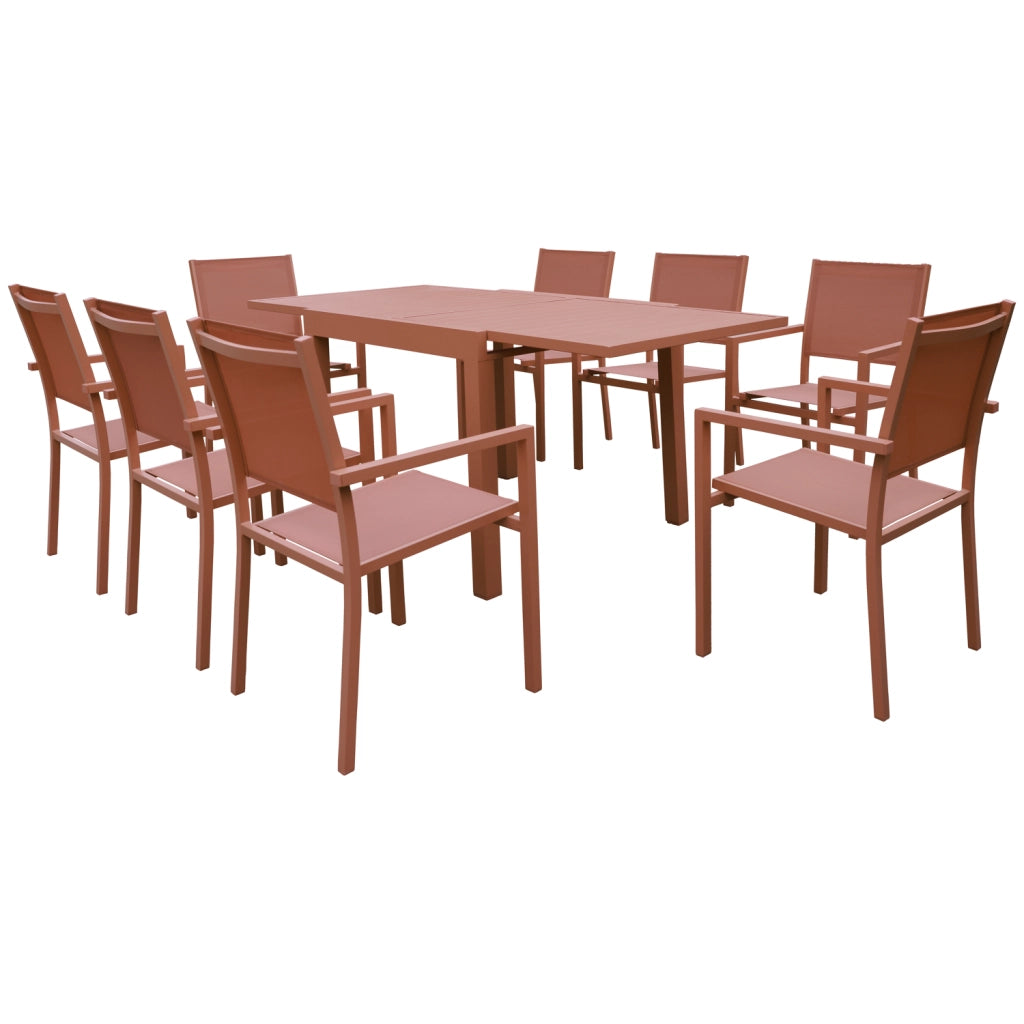 VENEZIASet di mobili da giardino allungabili 90/180 in textilene terracotta 8 posti - terracotta alluminio