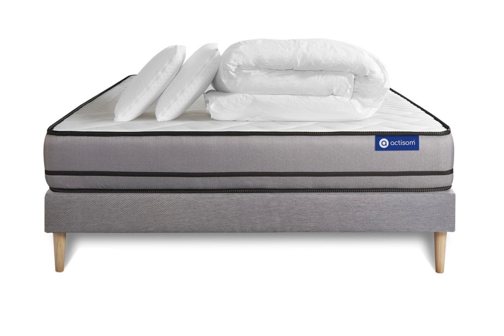 Pacchetto letto completo - Materasso 160x200cm + Box spring con doghe (kit) + 2 cuscini + Piumone - Actilatex Night