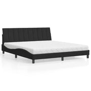 Letto con Materasso Hanko Nero 180x200 cm in Velluto