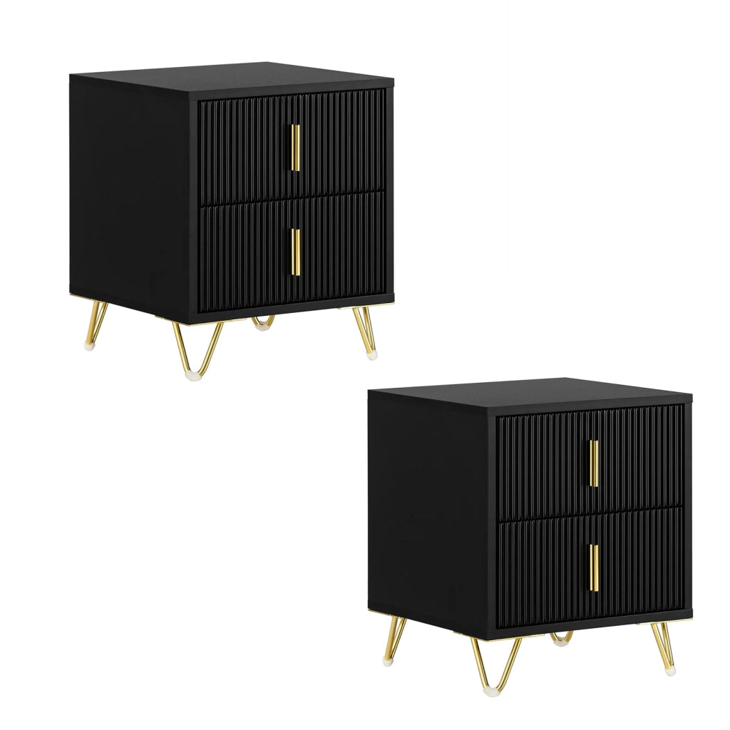 SoBuy Set di 2 Comodino Camera da Letto - Comodino con 2 Cassetti, Tavolino Salotto - Moderna Cassettiera L40 x P40 x A47 cm Nero FBT115-SCHx2